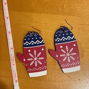 Winter Wooden 3” Mitten Earrings